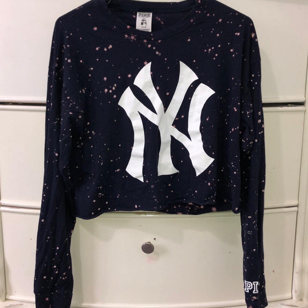 Blue crop top Long sleeve shirt